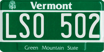 VT license plate LSO502