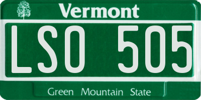 VT license plate LSO505