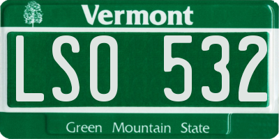 VT license plate LSO532