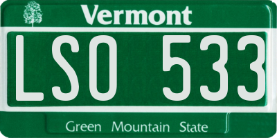 VT license plate LSO533