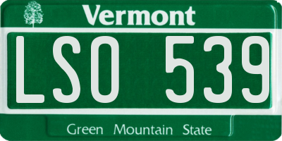 VT license plate LSO539