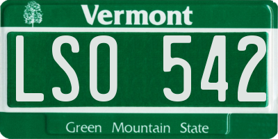 VT license plate LSO542