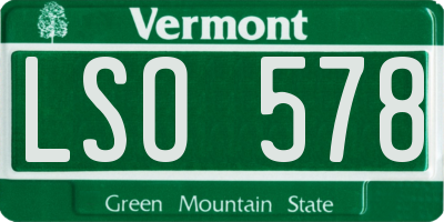 VT license plate LSO578
