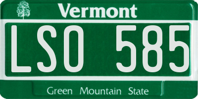 VT license plate LSO585