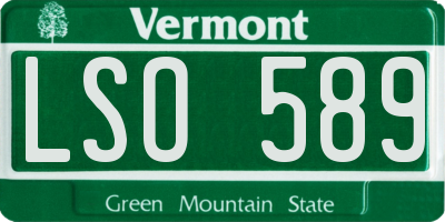 VT license plate LSO589