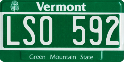 VT license plate LSO592