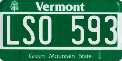 VT license plate LSO593