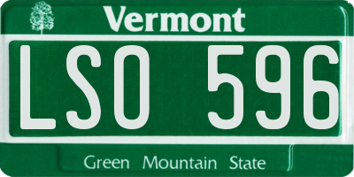 VT license plate LSO596