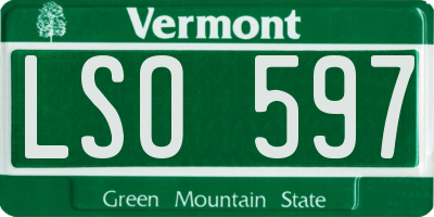 VT license plate LSO597