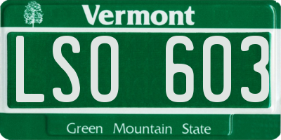VT license plate LSO603