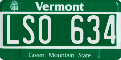 VT license plate LSO634