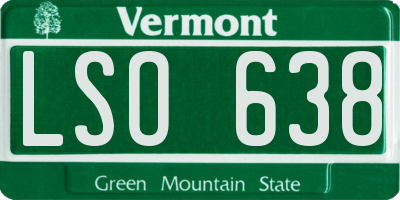 VT license plate LSO638