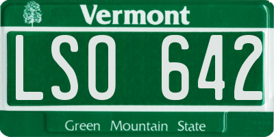 VT license plate LSO642