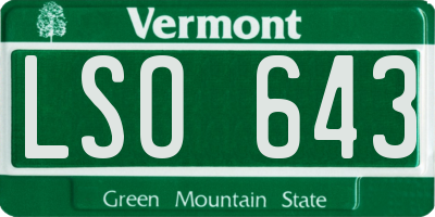 VT license plate LSO643