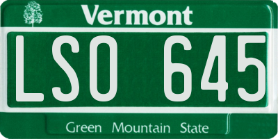 VT license plate LSO645