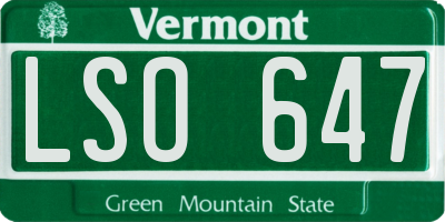 VT license plate LSO647