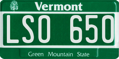 VT license plate LSO650