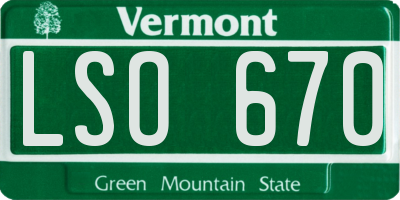 VT license plate LSO670