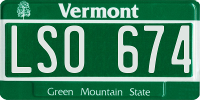 VT license plate LSO674
