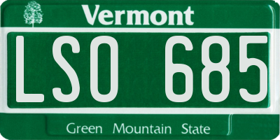 VT license plate LSO685