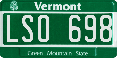 VT license plate LSO698