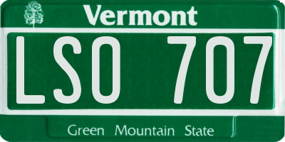VT license plate LSO707
