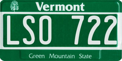 VT license plate LSO722