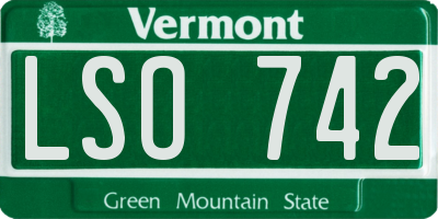 VT license plate LSO742