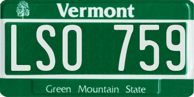 VT license plate LSO759