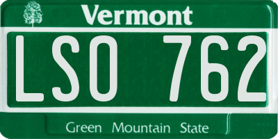 VT license plate LSO762