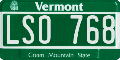 VT license plate LSO768