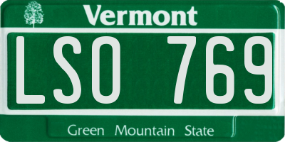 VT license plate LSO769