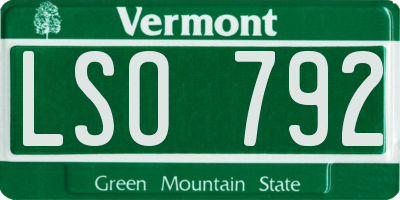 VT license plate LSO792