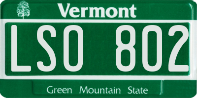 VT license plate LSO802