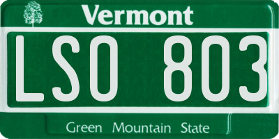 VT license plate LSO803