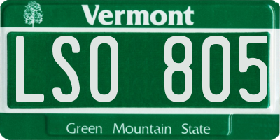 VT license plate LSO805