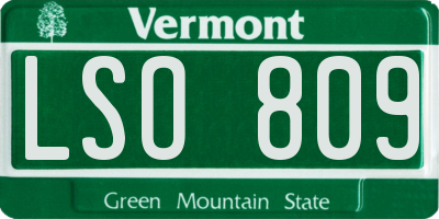 VT license plate LSO809