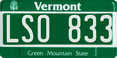 VT license plate LSO833