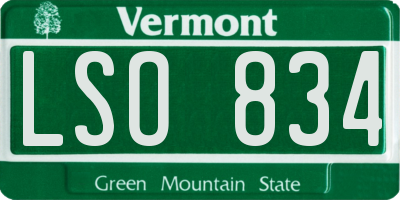 VT license plate LSO834