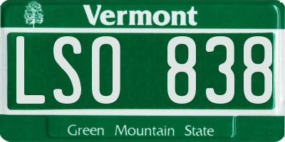 VT license plate LSO838