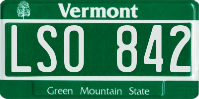VT license plate LSO842