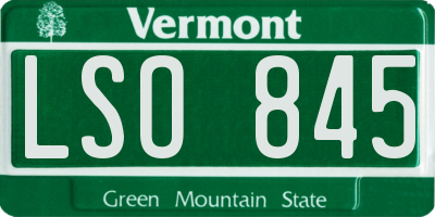VT license plate LSO845