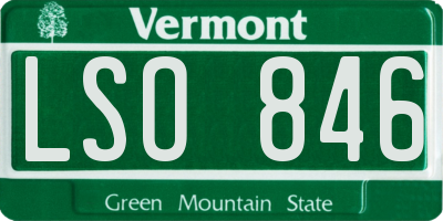 VT license plate LSO846