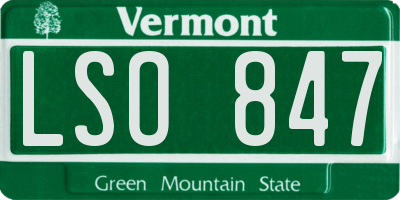 VT license plate LSO847