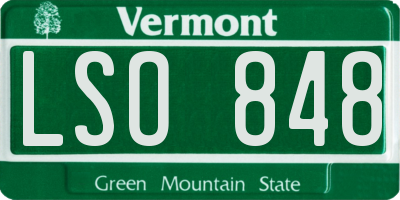 VT license plate LSO848