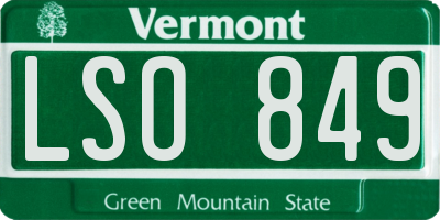 VT license plate LSO849