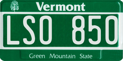 VT license plate LSO850