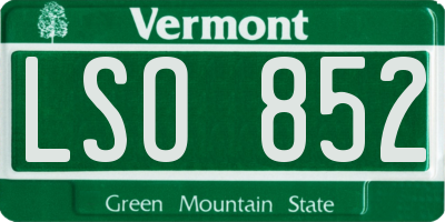 VT license plate LSO852