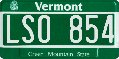 VT license plate LSO854
