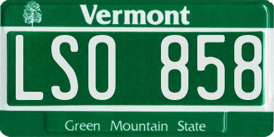VT license plate LSO858